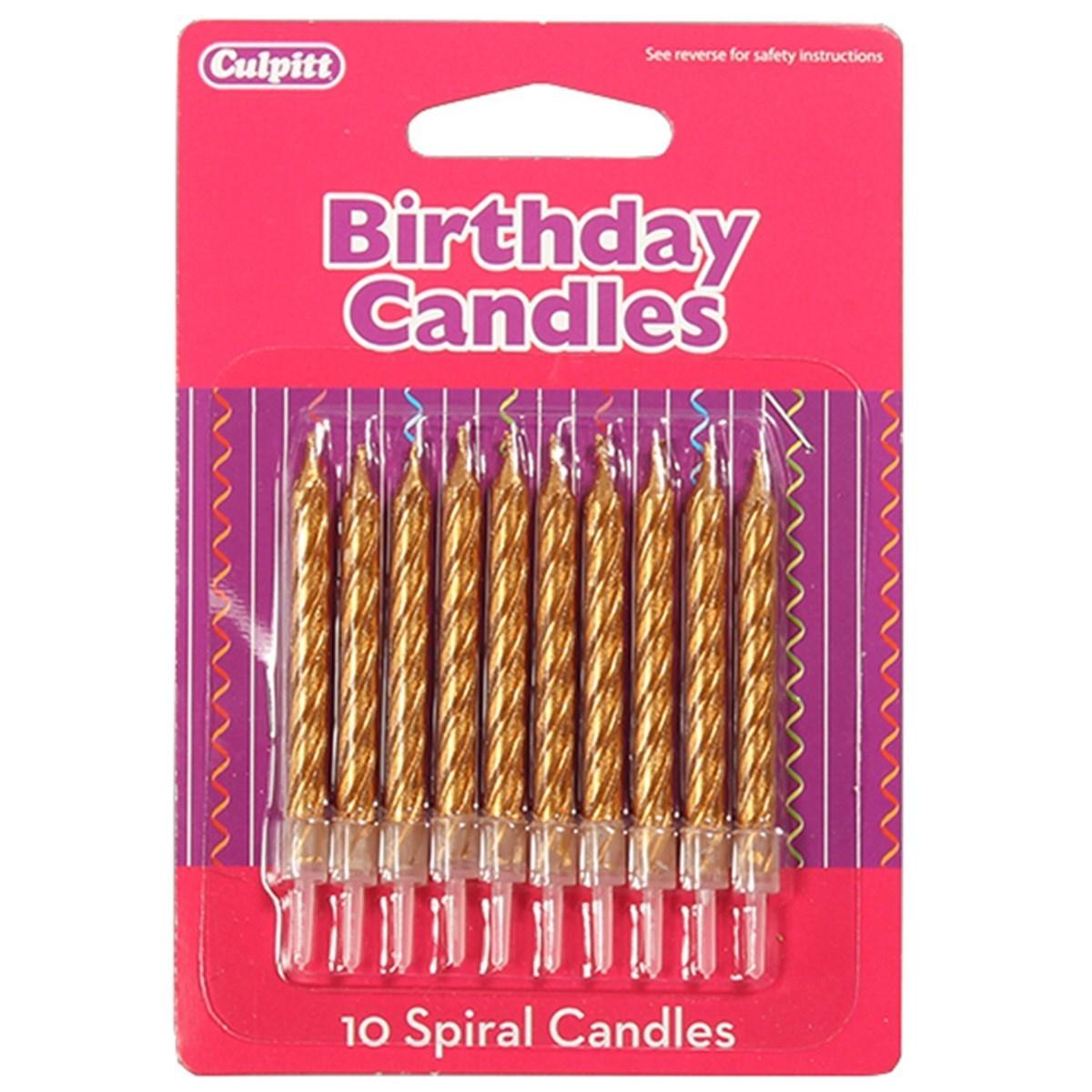 Birthday candles spiral gold